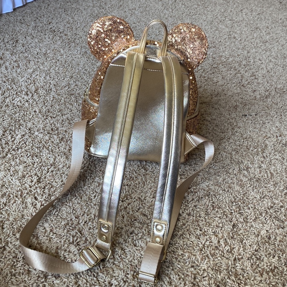 Gold Sequin Loungefly Mini Backpack - image 2